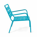 Ensemble fauteuil de terrasse bas + repose-pied en métal