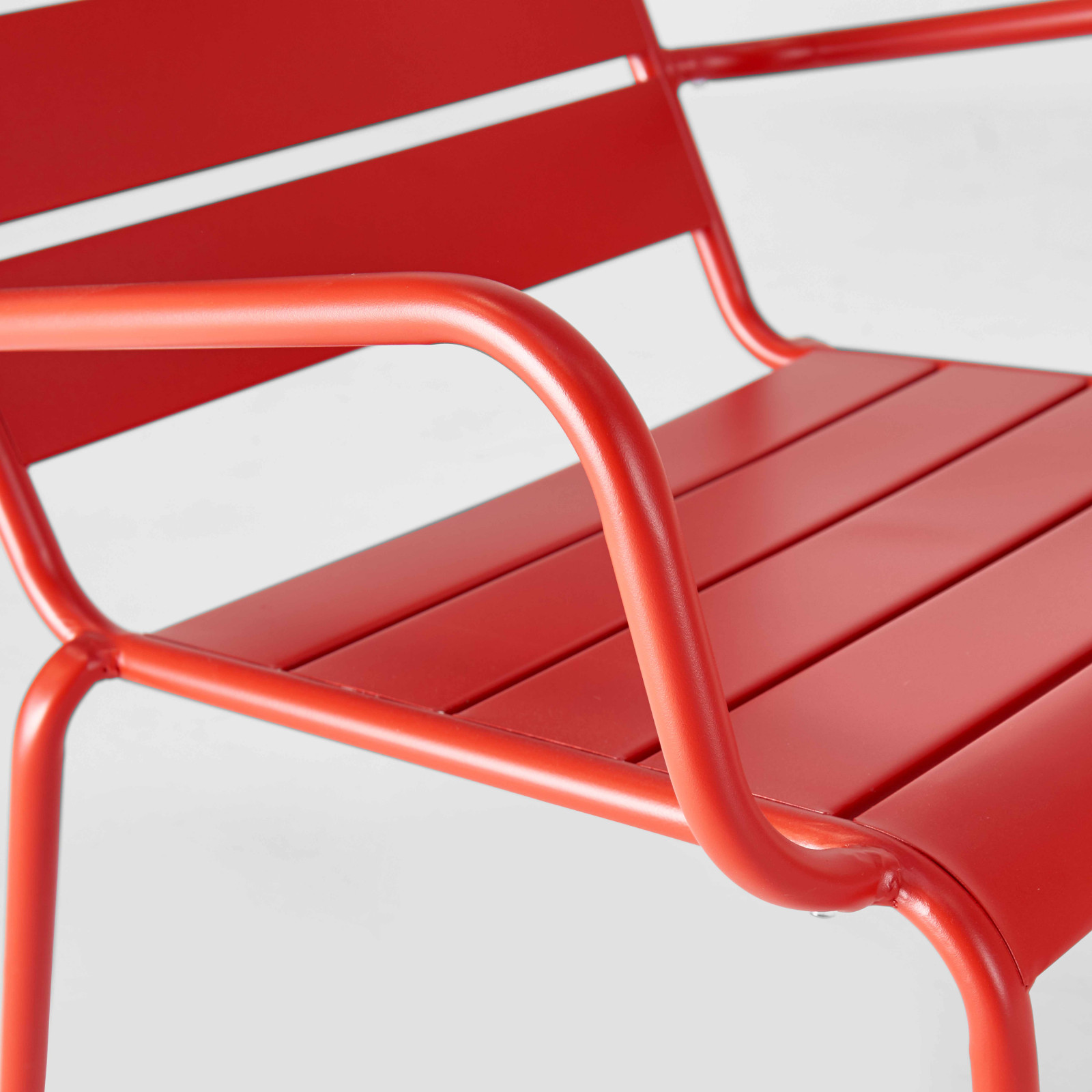 Ensemble fauteuil de terrasse bas + repose-pied en métal