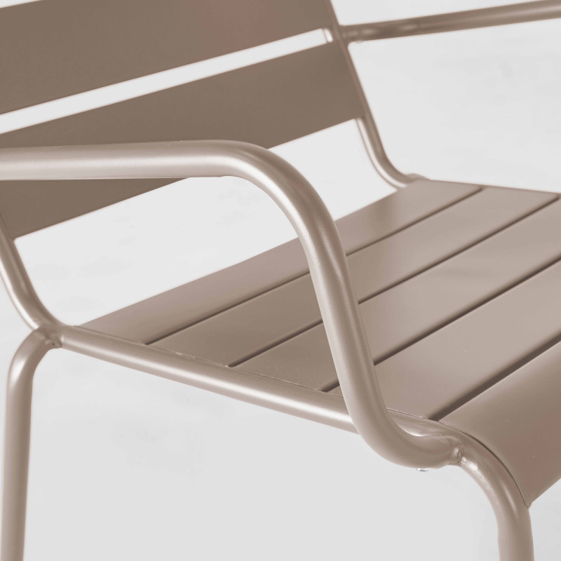 Ensemble fauteuil de terrasse bas + repose-pied en métal