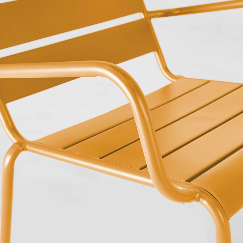 Ensemble fauteuil de terrasse bas + repose-pied en métal (5/6)