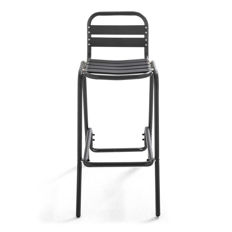 Tabouret haut en aluminium gris