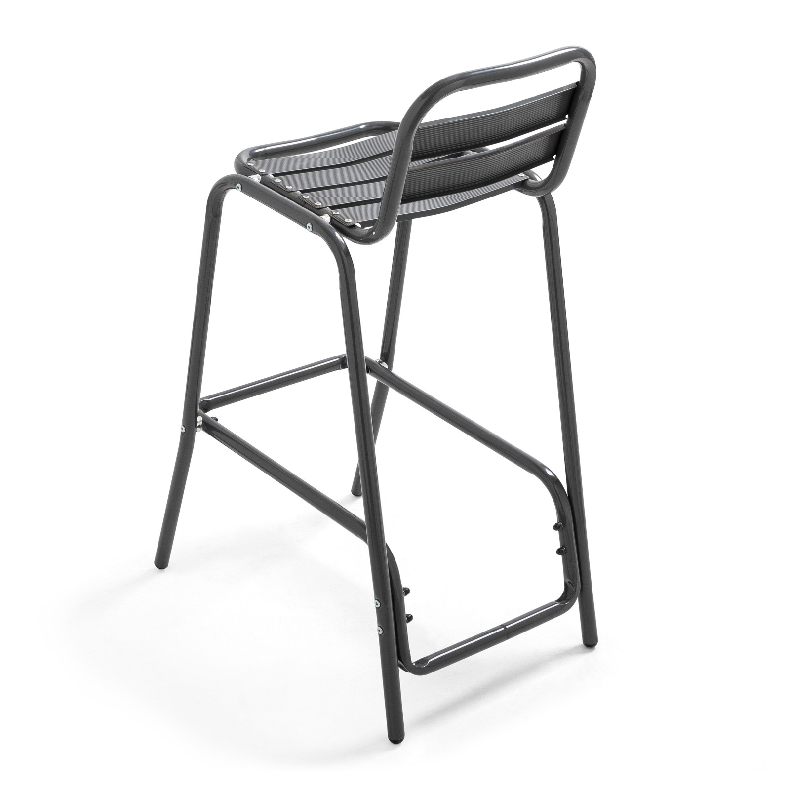 Tabouret haut en aluminium gris