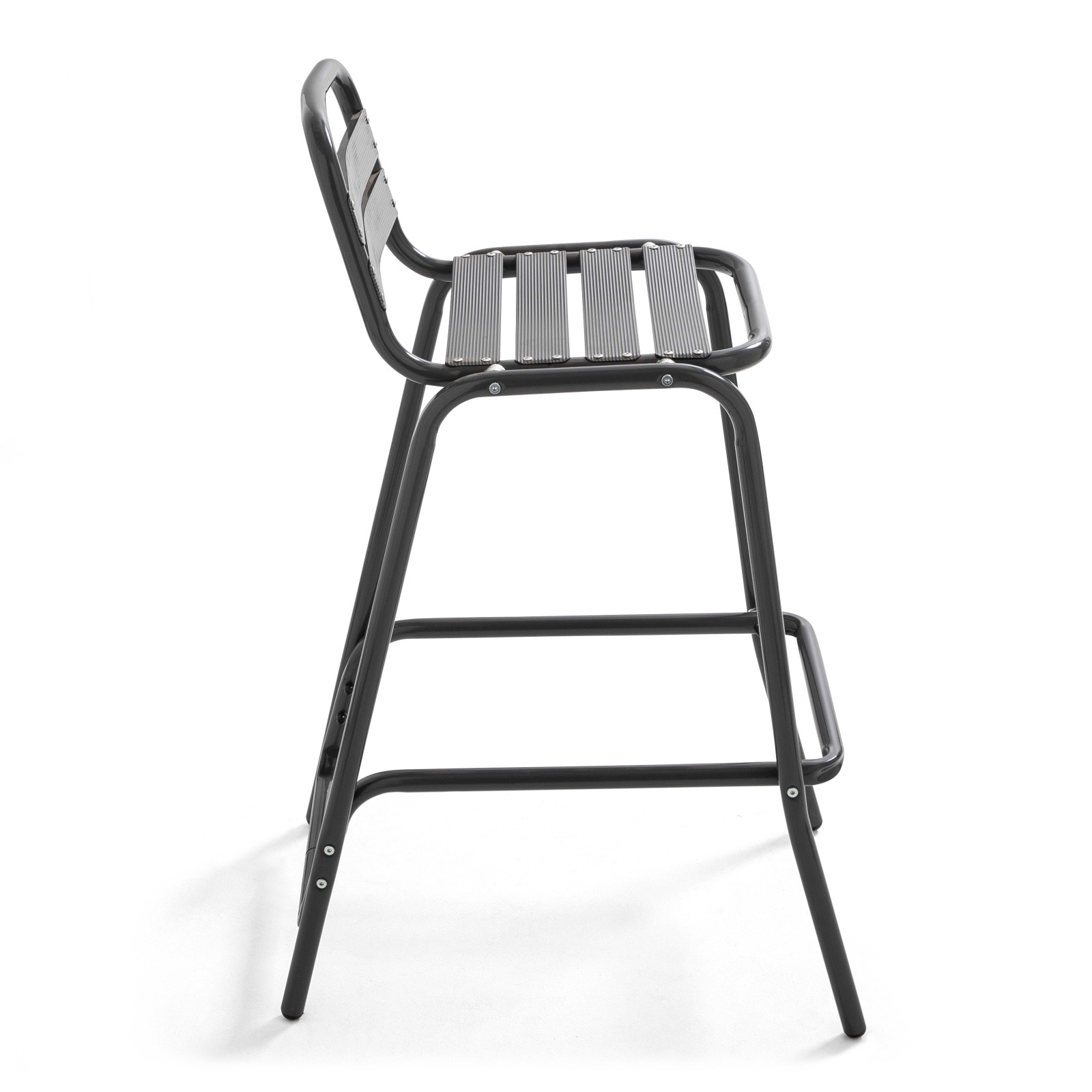 Tabouret haut en aluminium gris