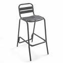 Tabouret haut en aluminium gris