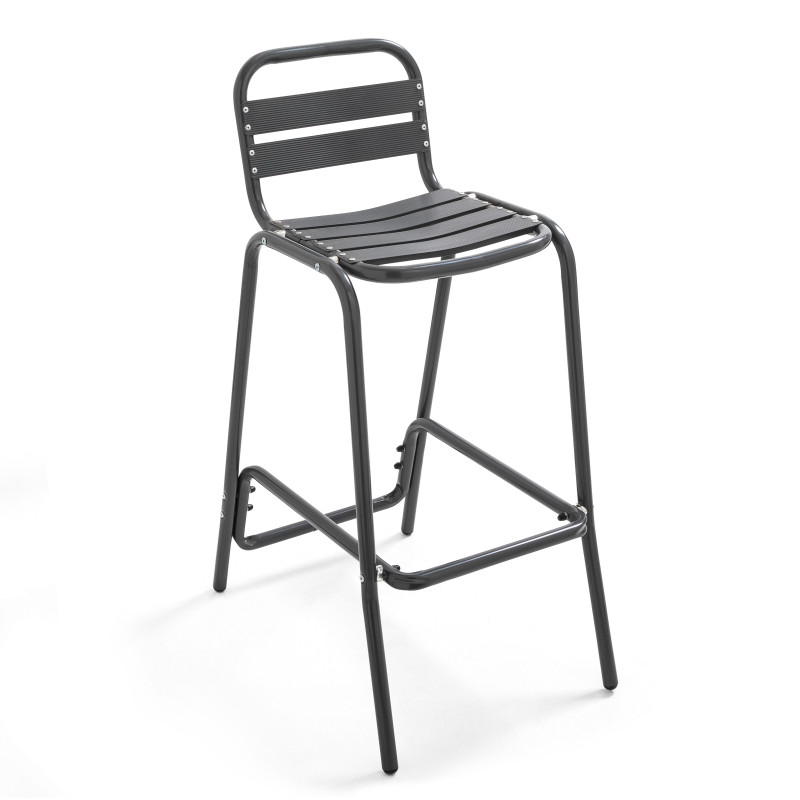 Tabouret haut en aluminium gris