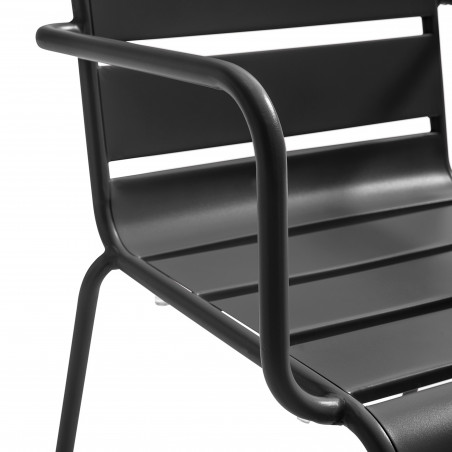 Ensemble table ronde (Ø120cm) + 6 fauteuils en métal