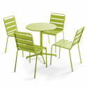 Ensemble de terrasse inclinable (Ø70 x 72 cm) + 4 chaises en métal