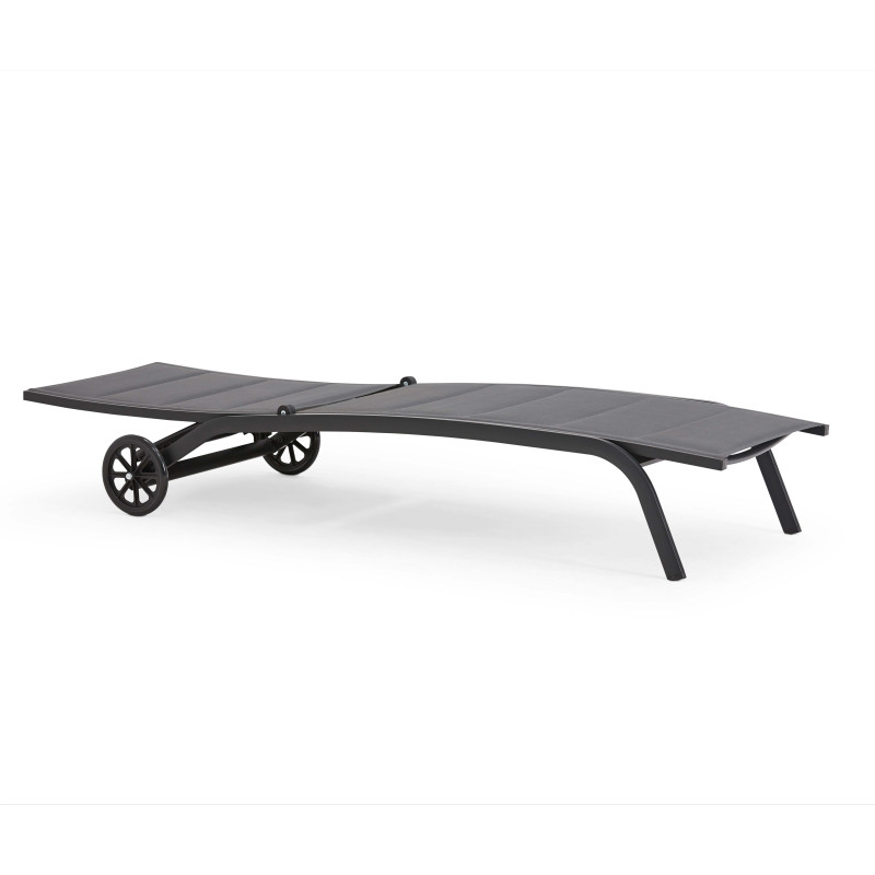 Lot de 2 bains de soleil sur roues en aluminium et textilène