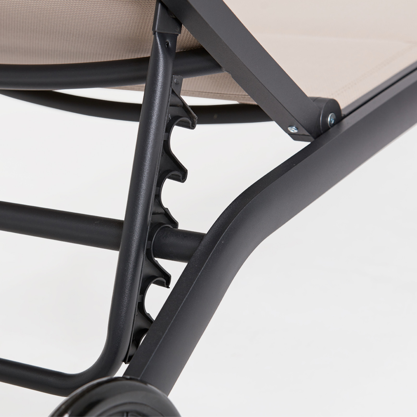 Lot de 2 bains de soleil sur roues en aluminium et textilène