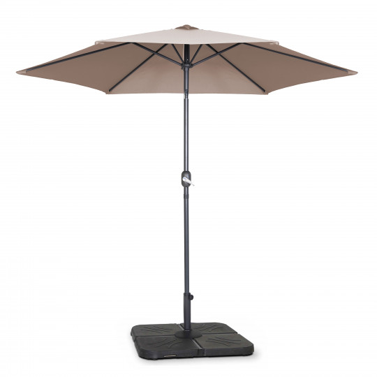 Parasol professionnel inclinable à manivelle Ø3 m 180g/m² avec 4 dalles à lester remplissables | Mobeventpro
