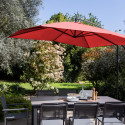 Ensemble parasol déporté carré inclinable 160g/m² (3 x 3 m)  + 4 dalles à lester remplissables