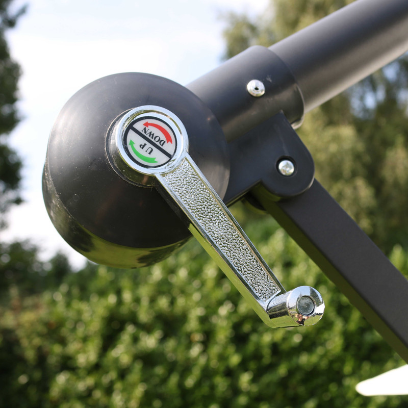 Ensemble parasol déporté carré inclinable 160g/m² (3 x 3 m)  + 4 dalles à lester remplissables