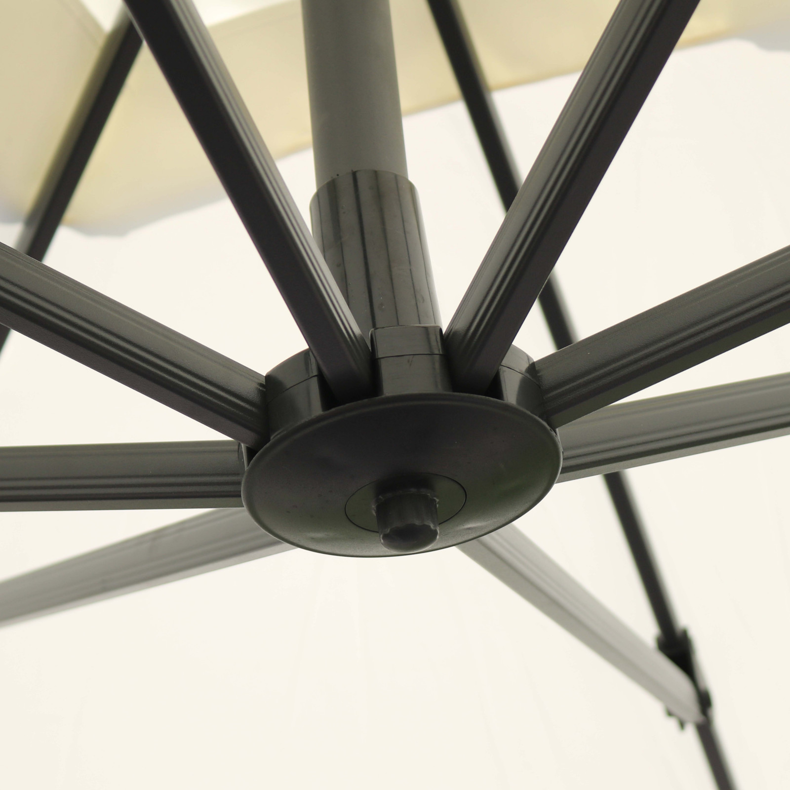 Ensemble parasol déporté carré 250g/m² (3 x 3m) rotatif 360° + 4 dalles lestées