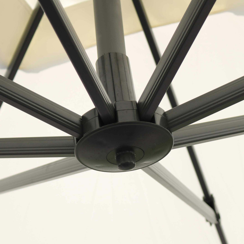 Ensemble parasol déporté carré 250g/m² (3 x 3m) rotatif 360° + 4 dalles à lester remplissables (5/7)