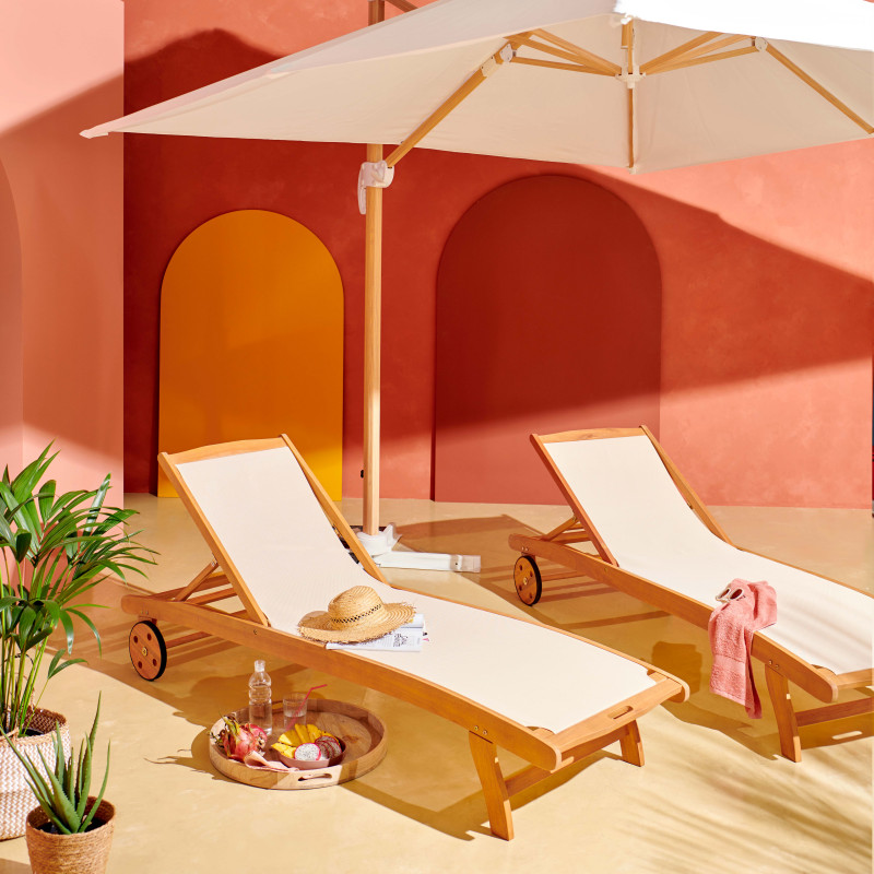 Ensemble parasol déporté (3 x 3m) 250g/m² + dalle à lester sur roues 110L (6/7)