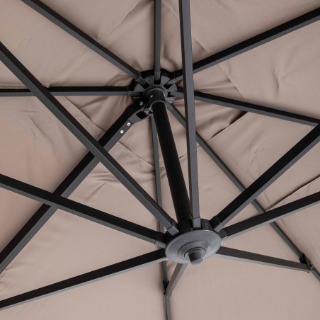 Parasol déporté rectangulaire rotatif 360° (4x3m) - 240g/m²
