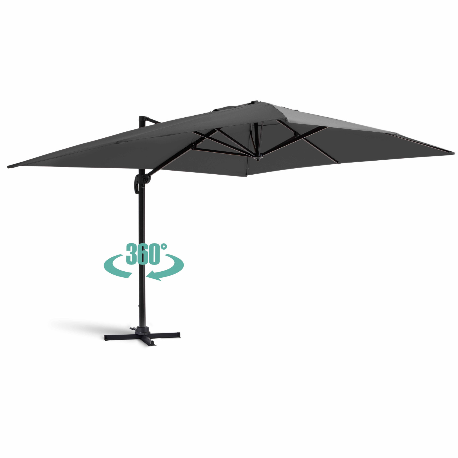 Ensemble parasol déporté (4 x 3m) 240g/m² + 4 dalles à lester remplissables