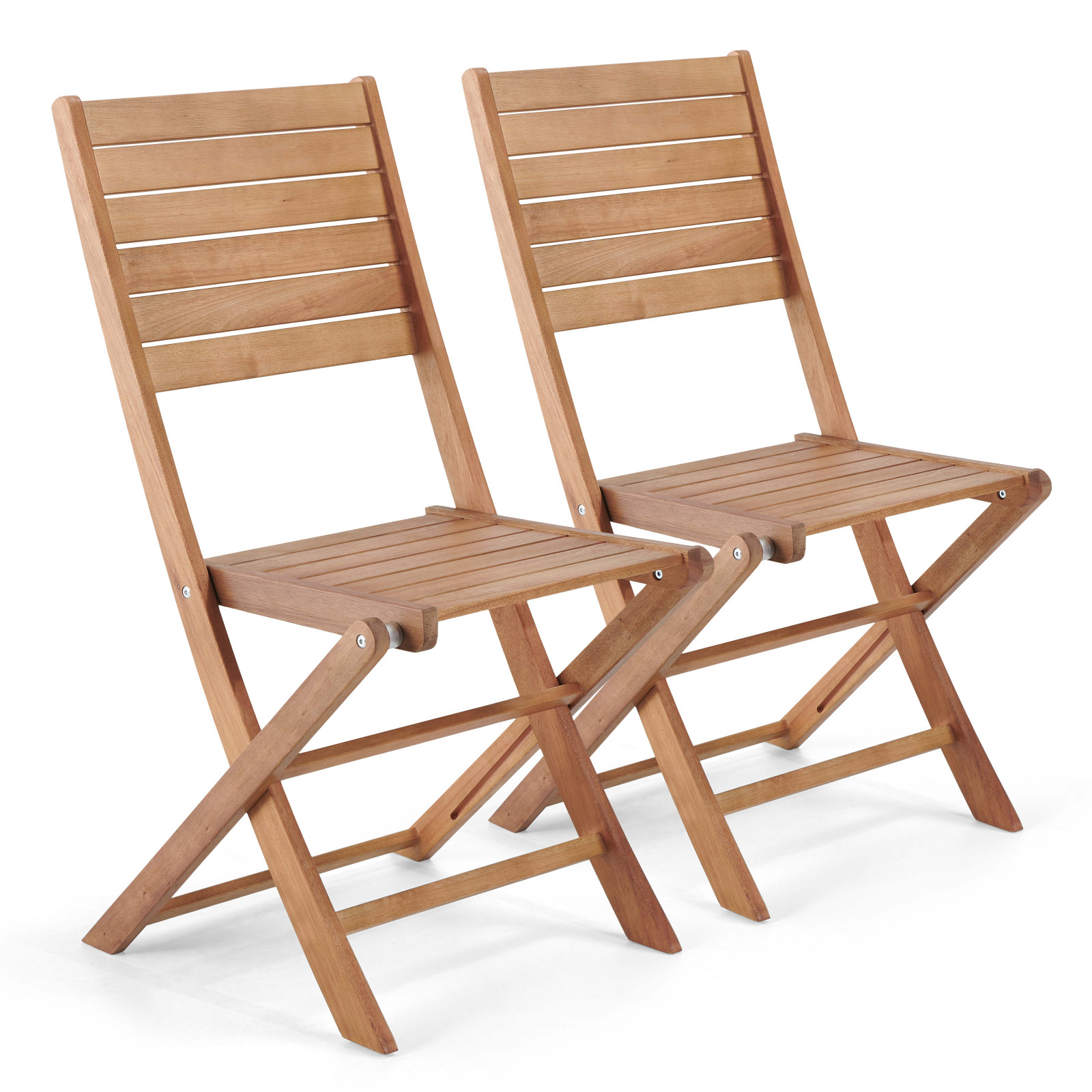 Lot de 2 chaises pliantes en bois d'eucalyptus Lot de 2 chaises pliantes en bois d'eucalyptus
