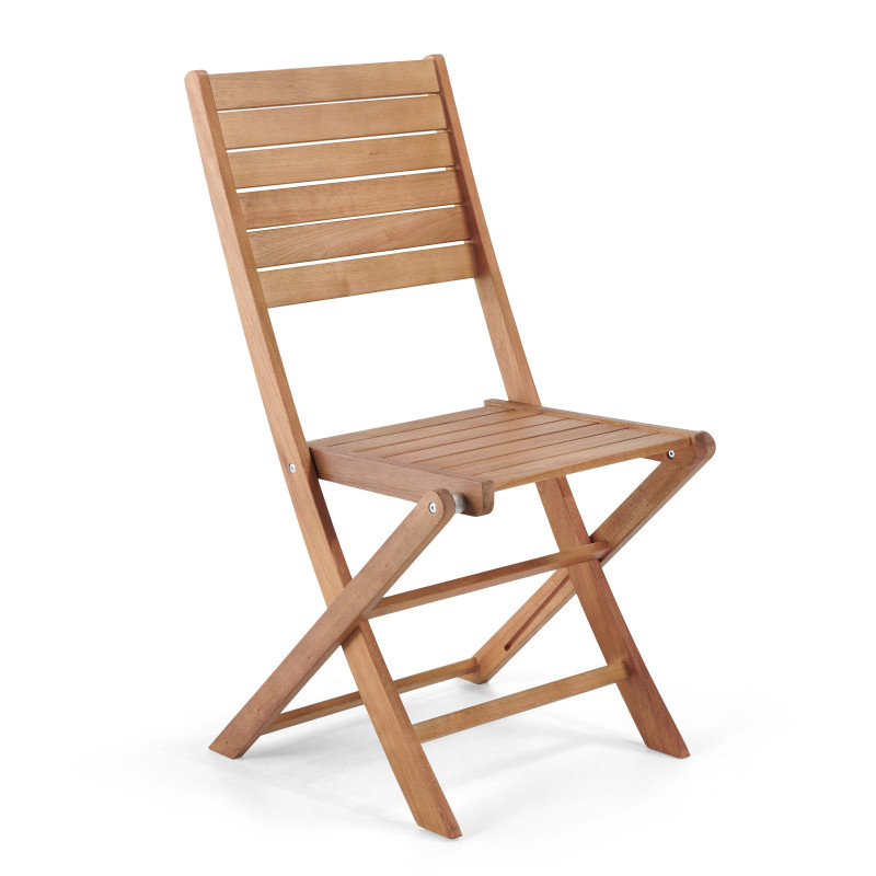 Lot de 2 chaises pliantes en bois d'eucalyptus