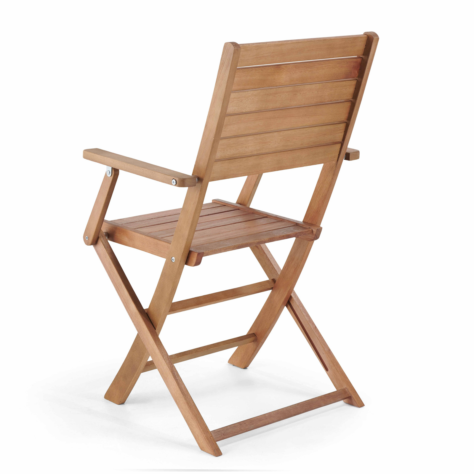 Lot de 2 chaises pliantes avec accoudoirs en bois d'eucalyptus Lot de 2 chaises pliantes avec accoudoirs en bois d'eucalyptus