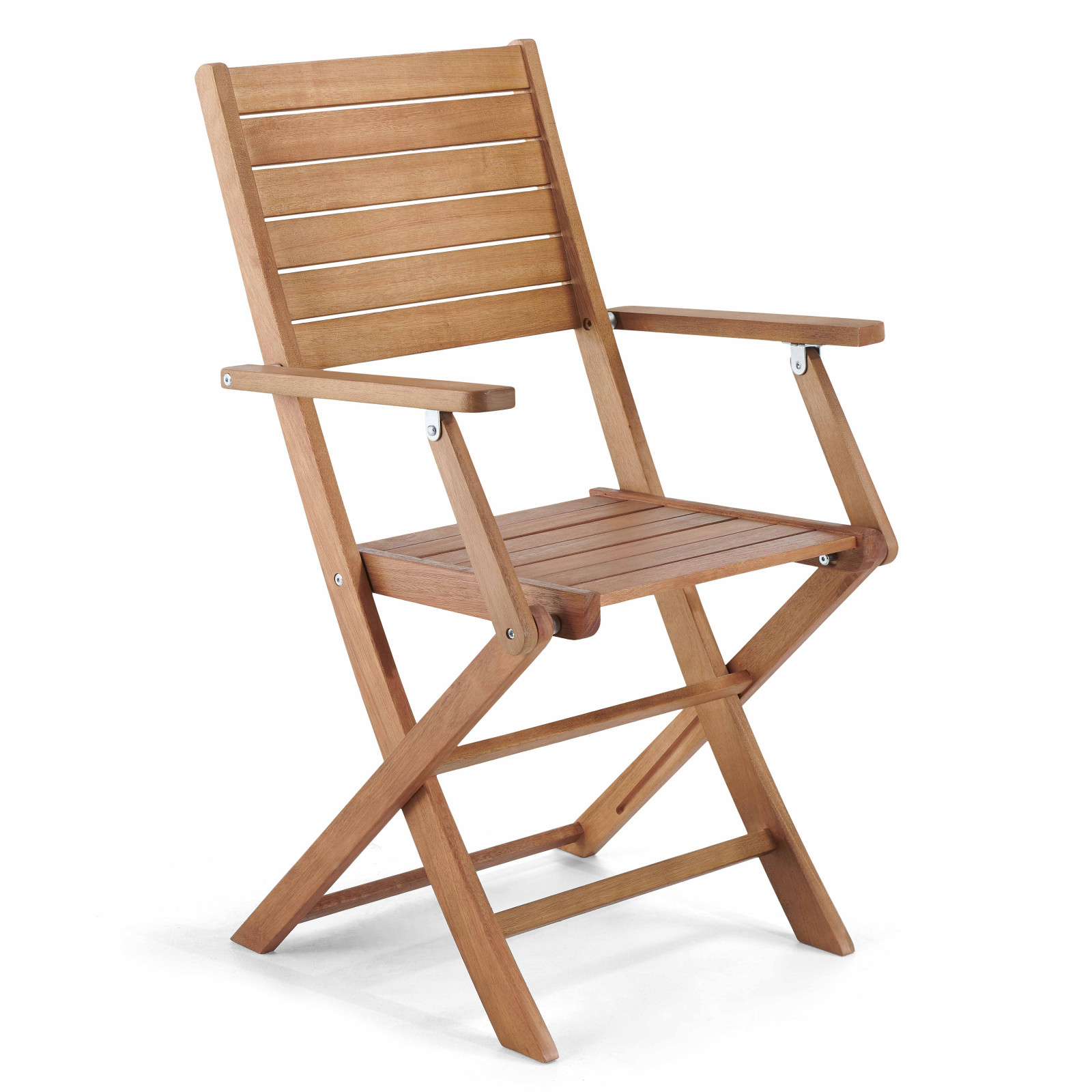 Lot de 2 chaises pliantes avec accoudoirs en bois d'eucalyptus Lot de 2 chaises pliantes avec accoudoirs en bois d'eucalyptus