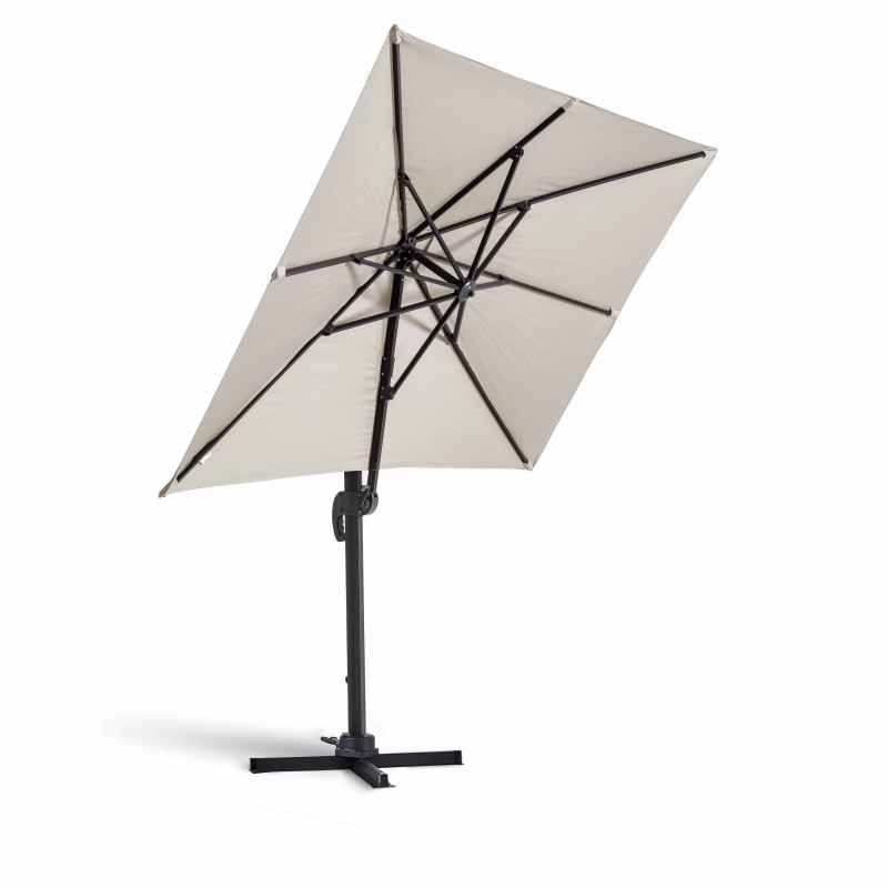 Ensemble parasol déporté rectangulaire 240g/m² rotatif 360 (2 x 3m) + 4 dalles lestées (2/7)
