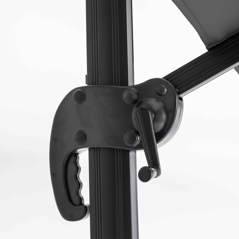 Ensemble parasol déporté rectangulaire 240g/m² (2x3m) rotatif 360° + 4 dalles à lester remplissables (4/5)