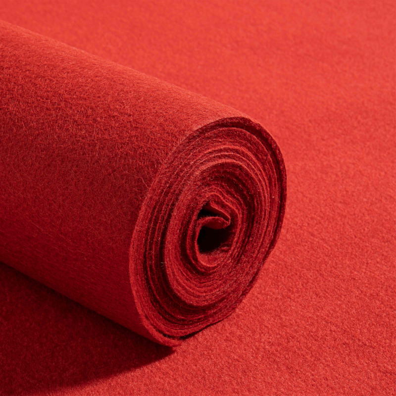 Rouleau de moquette rouge de 1 x 5m en polyester 250g/m²