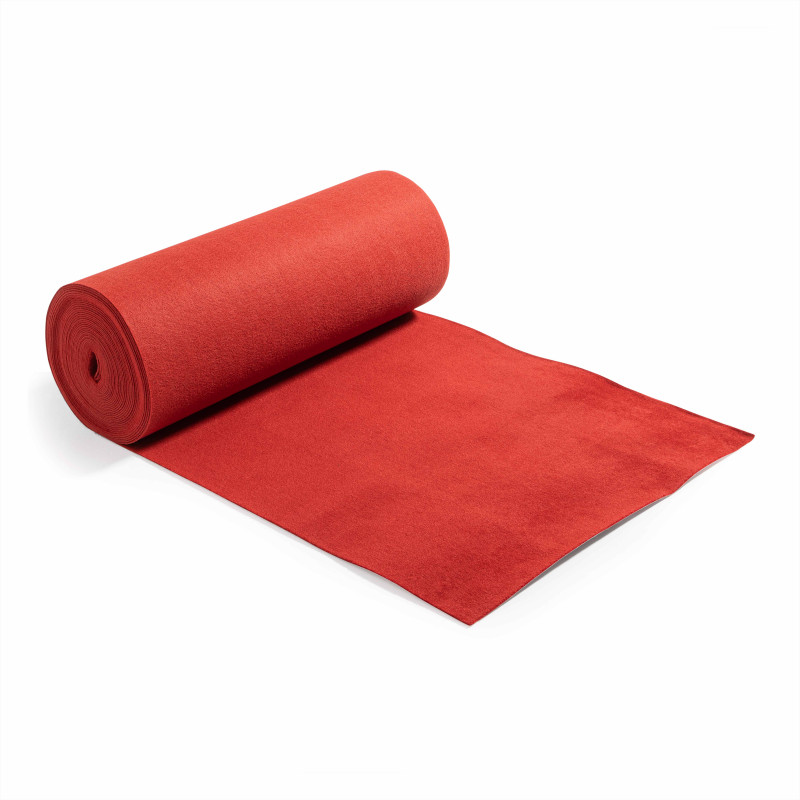 Rouleau de moquette rouge 2 x 25 m en polyester 250g/m²