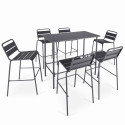 Table haute de bar + 6 chaises en métal