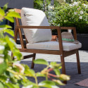 Salon de jardin en bois d'eucalyptus avec 1 canapé, 2 fauteuils et table basse