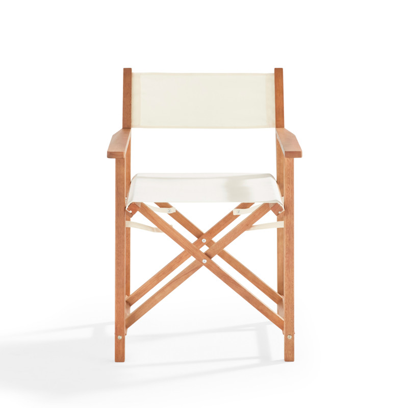 Lot de 2 chaises pliantes en bois d'eucalyptus + textilène