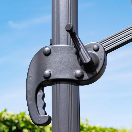 Parasol déporté professionnel 4x3 m rectangulaire inclinable 240g/m² rotatif 360° et 4 dalles lestées | Mobeventpro