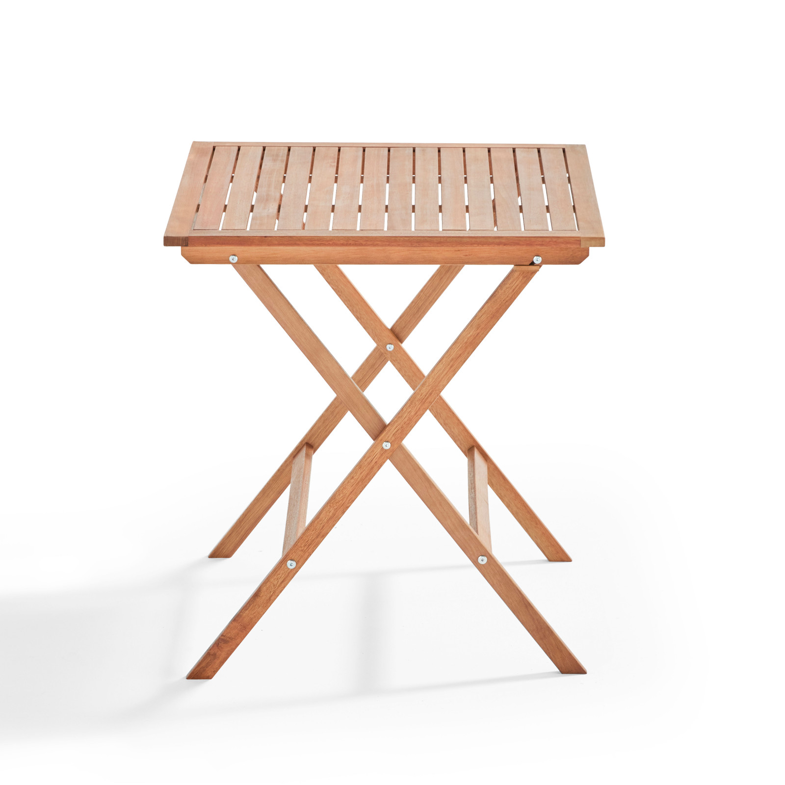 Table bistrot pliante carrée (70x70x75) en bois d'eucalyptus Table bistrot pliante carrée (70x70x75) en bois d'eucalyptus
