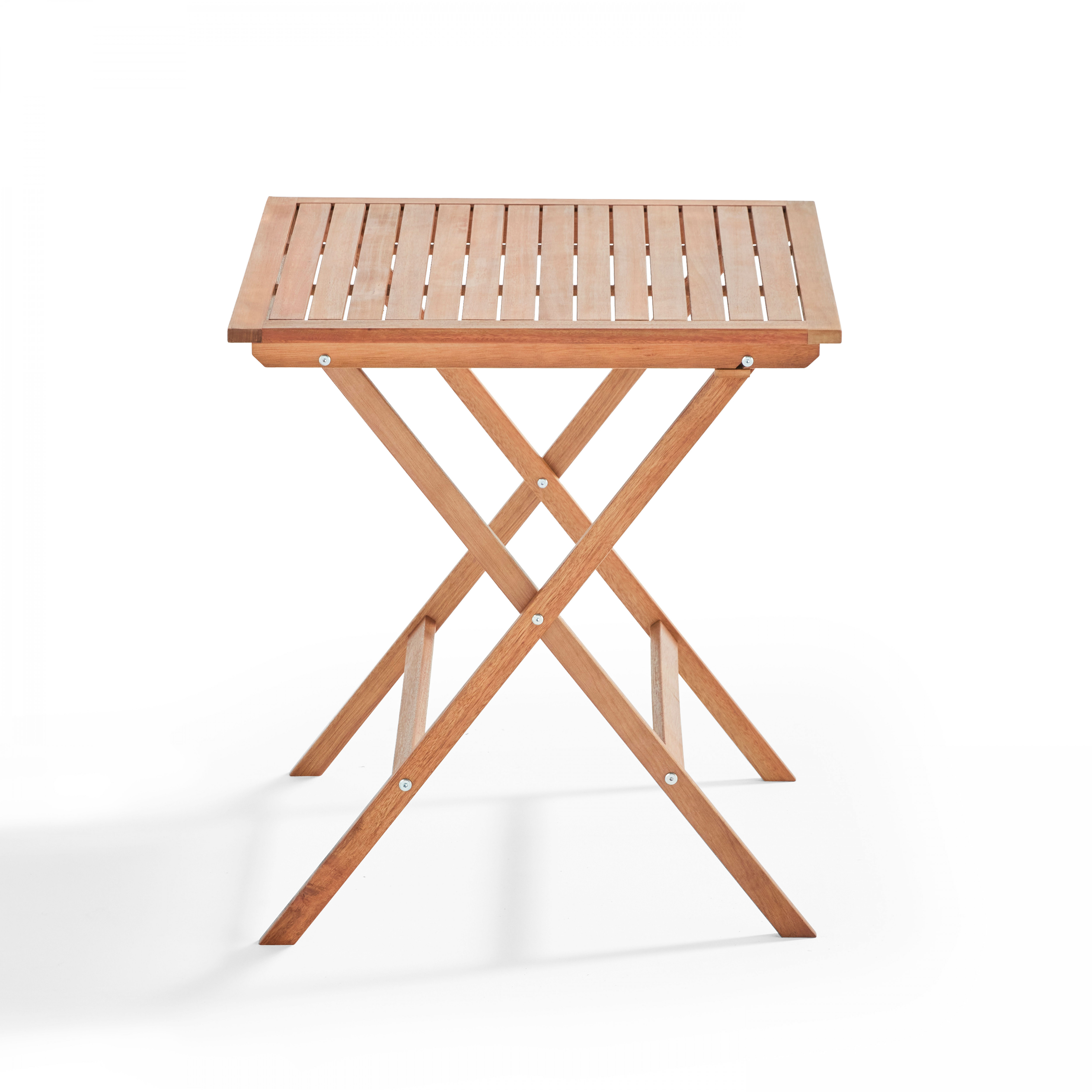 Table de restaurant bistrot carrée pliante en bois d'eucalyptus FSC 4 personnes 70x70 cm