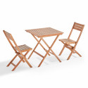 Ensemble table et chaise de jardin pliante en bois d'eucalyptus
