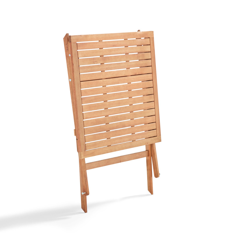 Ensemble table et chaise de jardin pliante en bois d'eucalyptus