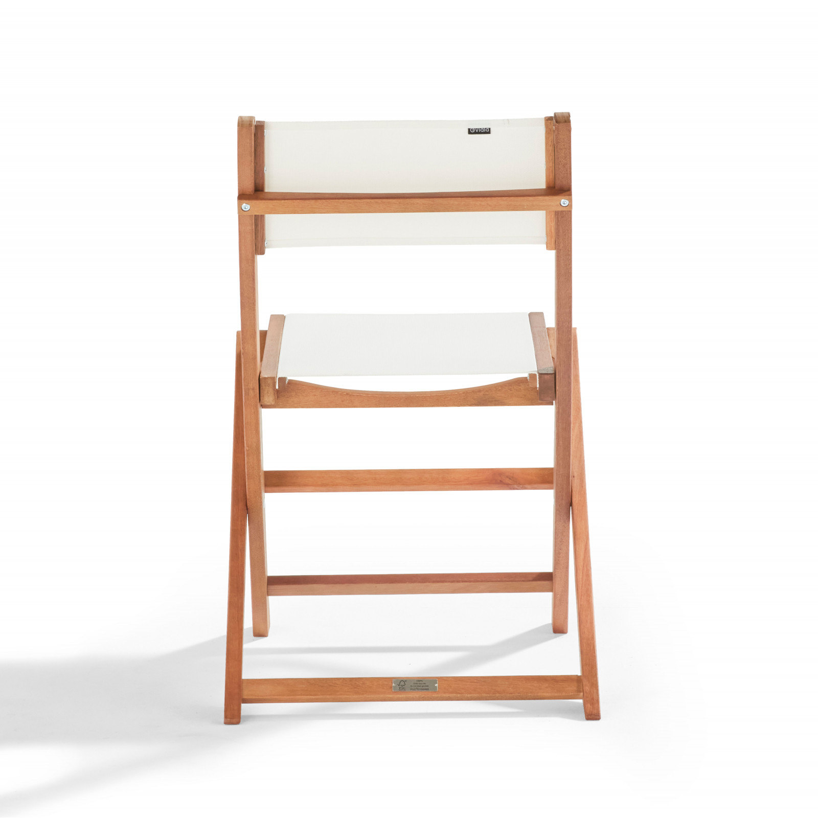 Lot de  2 chaises pliantes en bois d'eucalyptus et textilène