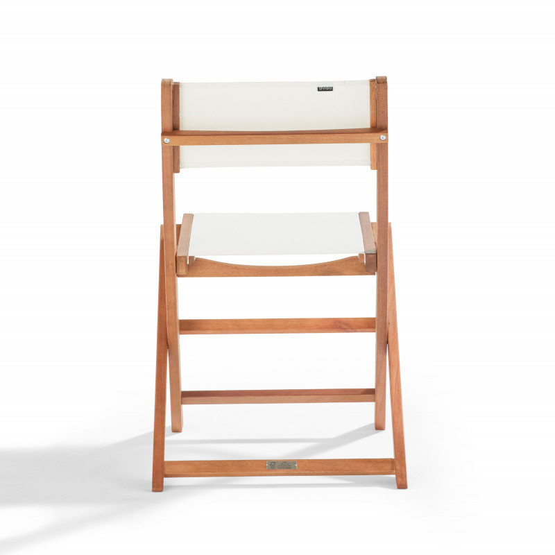 Lot de  2 chaises pliantes en bois d'eucalyptus et textilène
