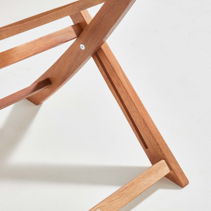 Lot de  2 chaises pliantes en bois d'eucalyptus et textilène