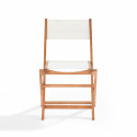 Lot de  2 chaises pliantes en bois d'eucalyptus et textilène