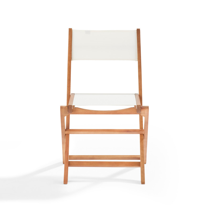 Lot de  2 chaises pliantes en bois d'eucalyptus et textilène