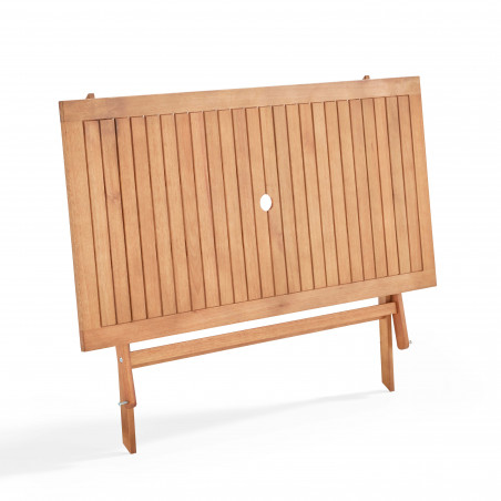 Table rectangulaire pliante (140 x 70 x 76 cm) en bois d'eucalyptus