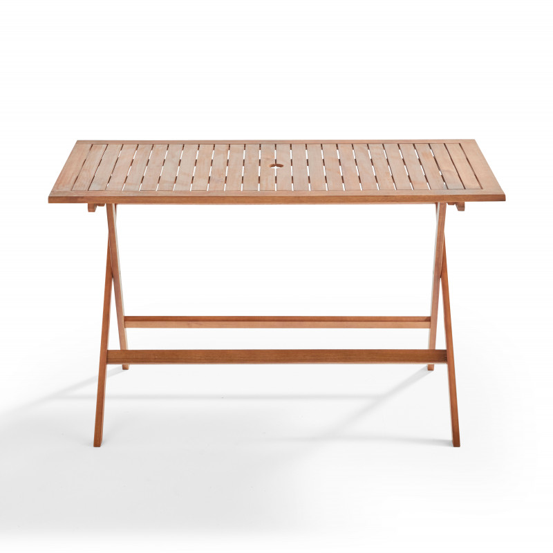 Table rectangulaire pliante 140 x 70cm bois d'eucalyptus