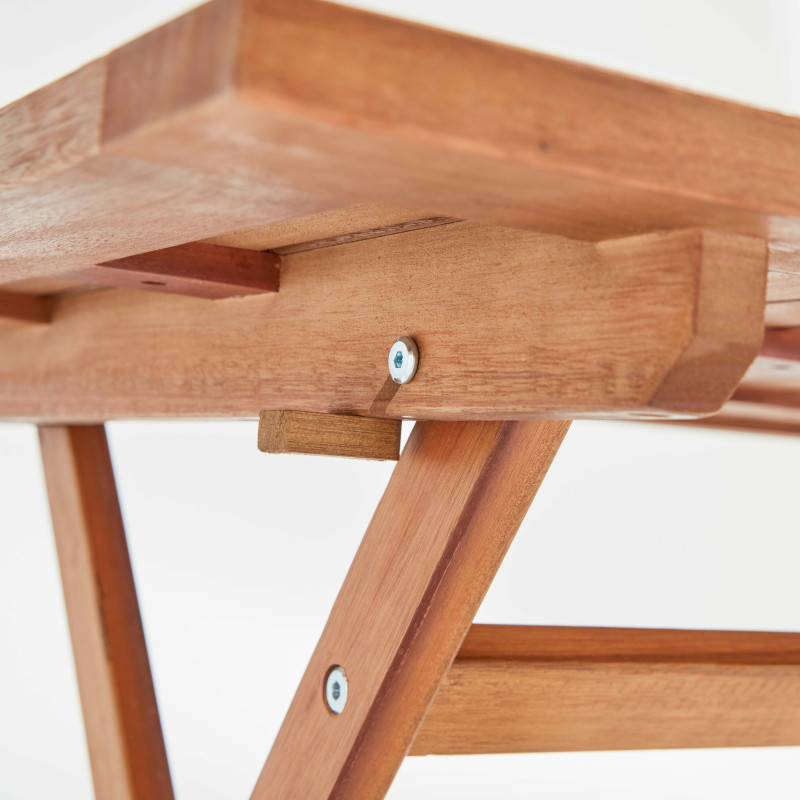 Table rectangulaire pliante (140 x 70 x 76 cm) en bois d'eucalyptus