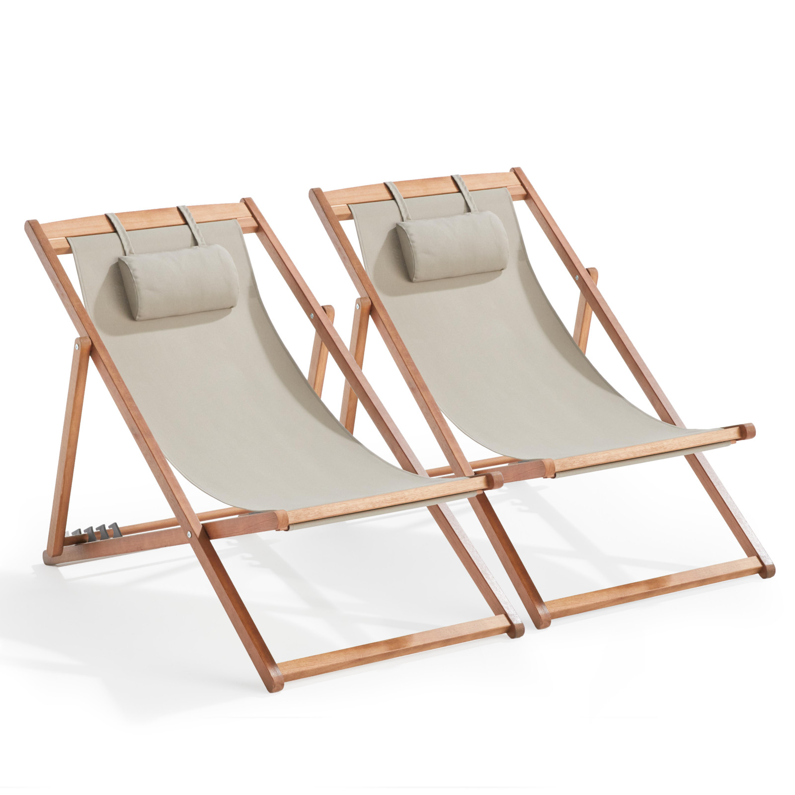 Lot de 2 chiliennes en eucalyptus inclinables