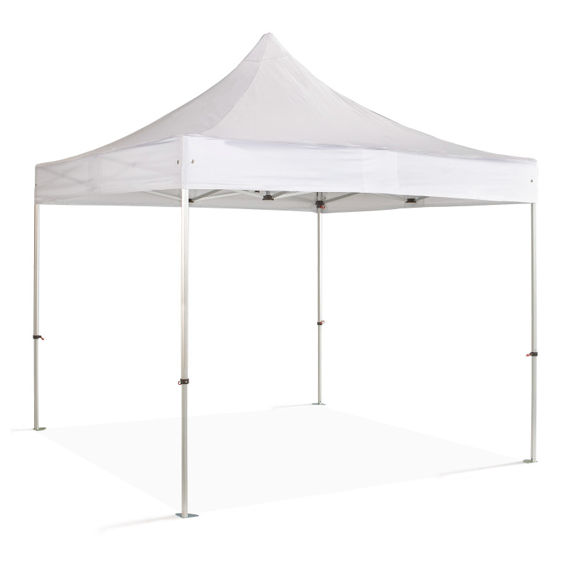 Tente pliante acier SEMI-PRO 3mx3m Blanche + sac de transport + 4 murs