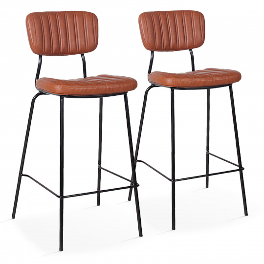 Chaises hautes de restaurant effet cuir - Lot de 2 | Mobeventpro