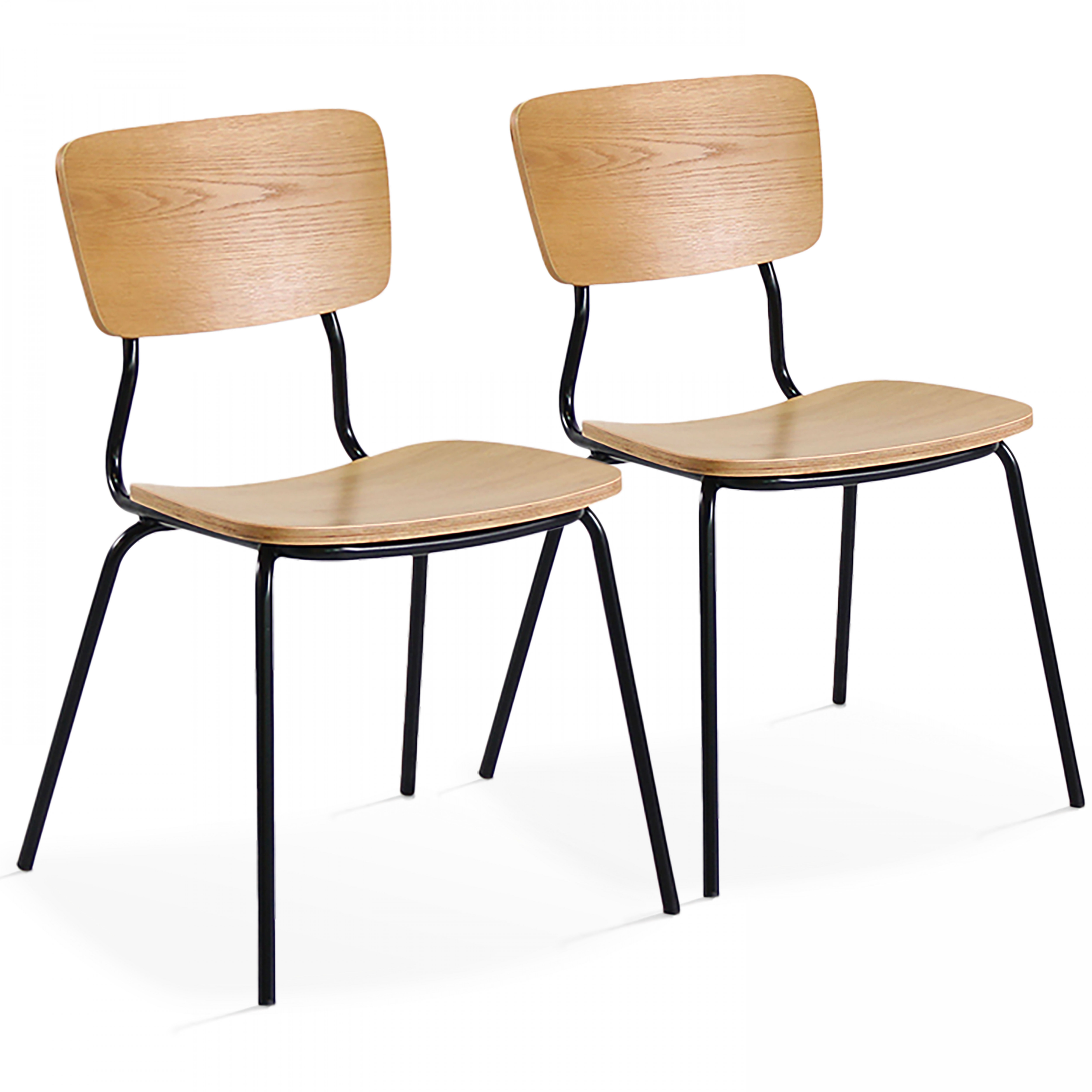 Chaises de restaurant en bois FSC et métal - Lot de 2