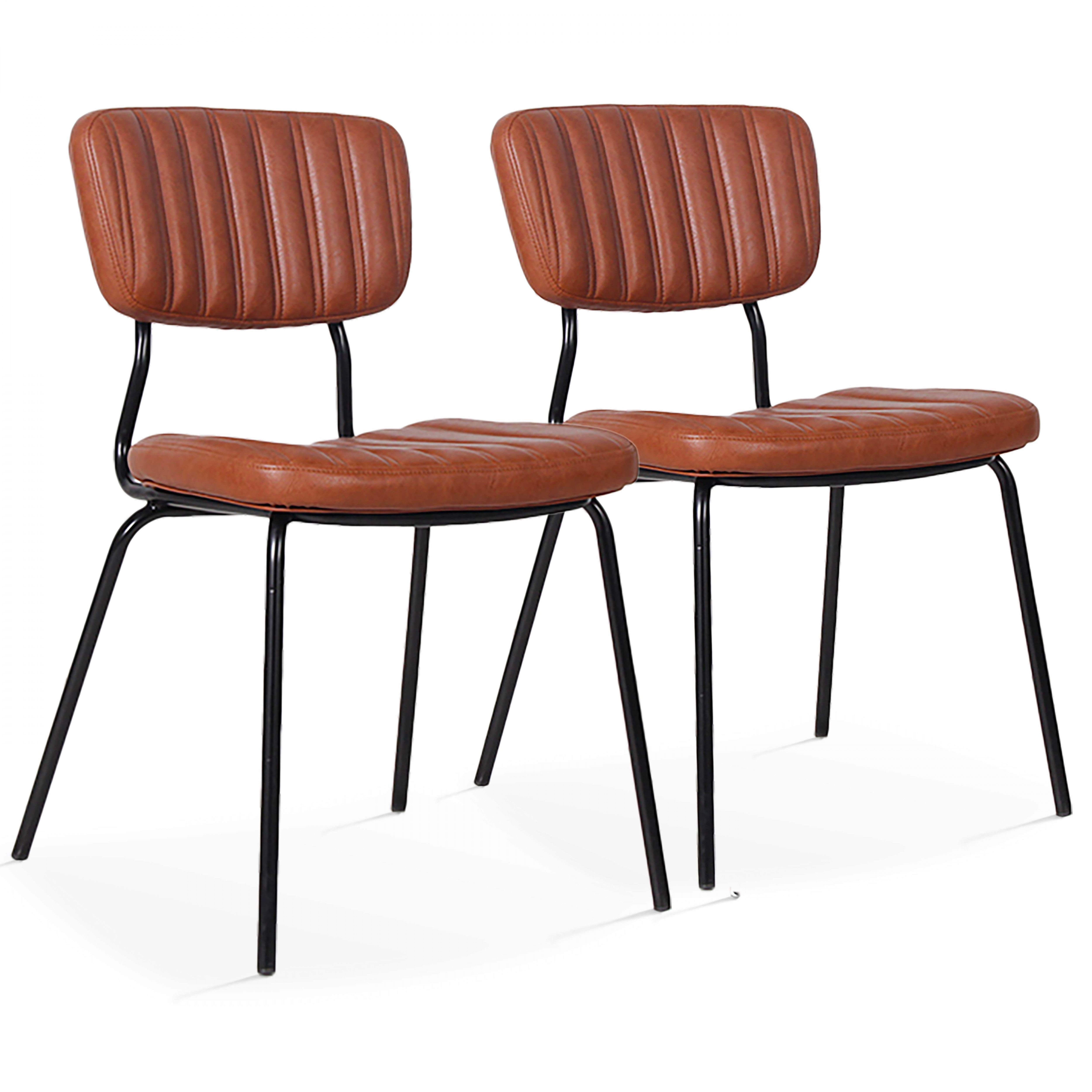Chaises de restaurant effet cuir et métal - Lot de 2